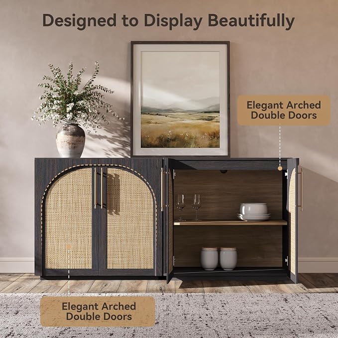 Dark Walnut-rattan Doors