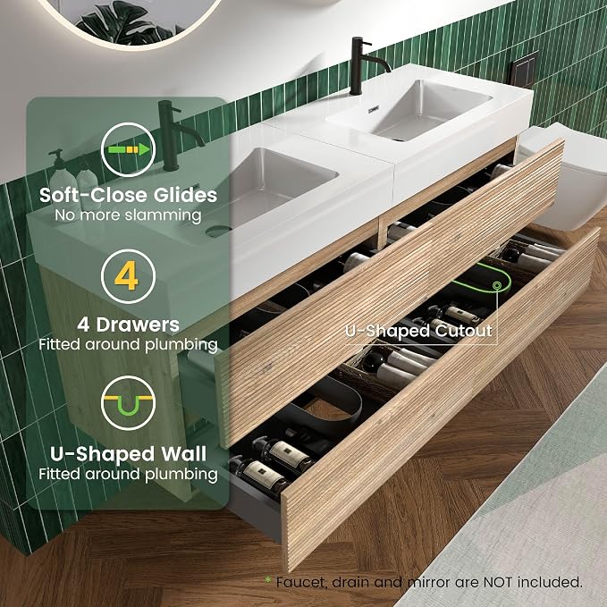 Rough Oak / White High-rim Sink