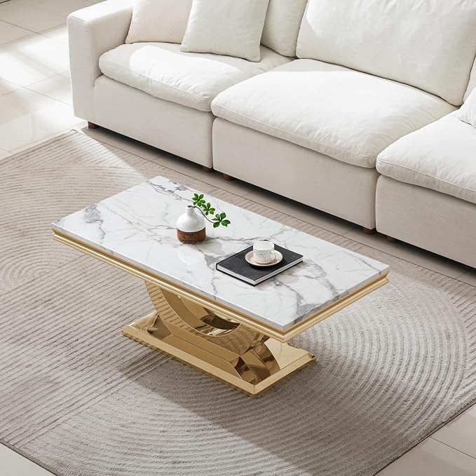 White Golden Coffee Table