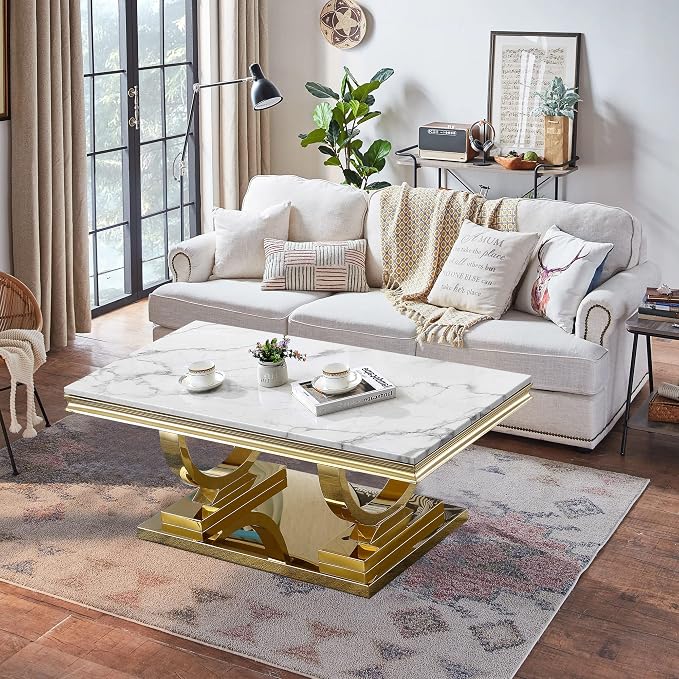 White Golden Coffee Table