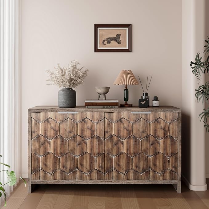 Natural Wood+brown (Hexagonal Pattern)