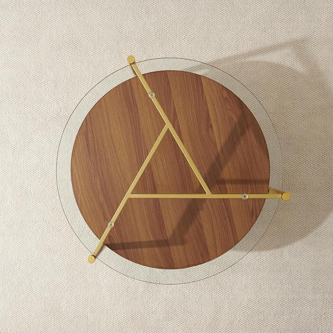 Clear Glass & Walnut Wood