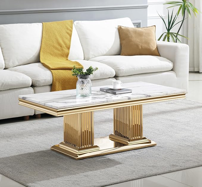 Coffee Table - White Gold Base