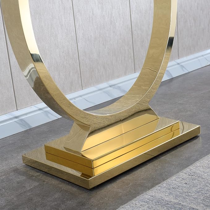 Black & Gold Faux Marble Console Table