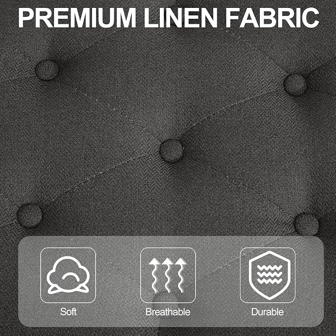 Dark Grey-linen-tufted