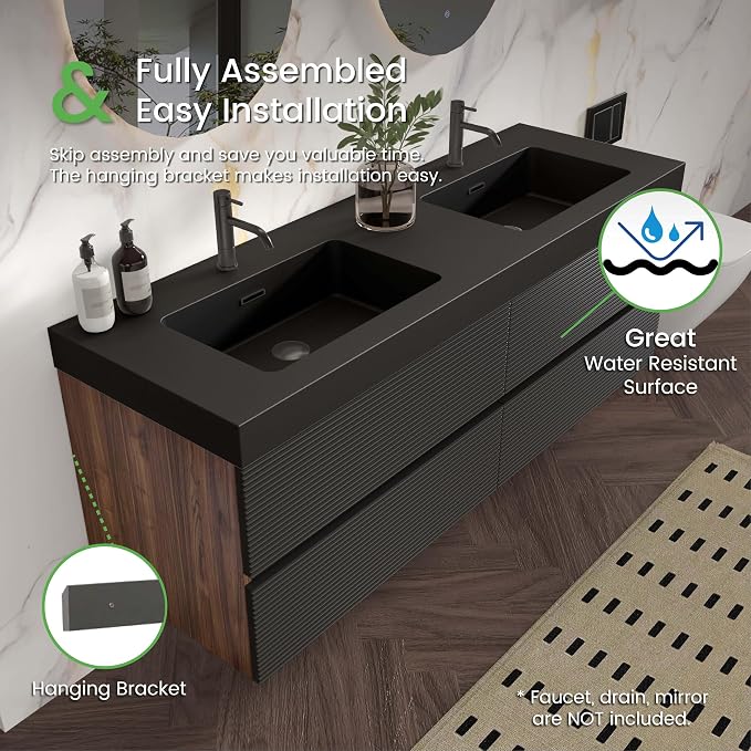 Walnut+black / Black High-rim Sink