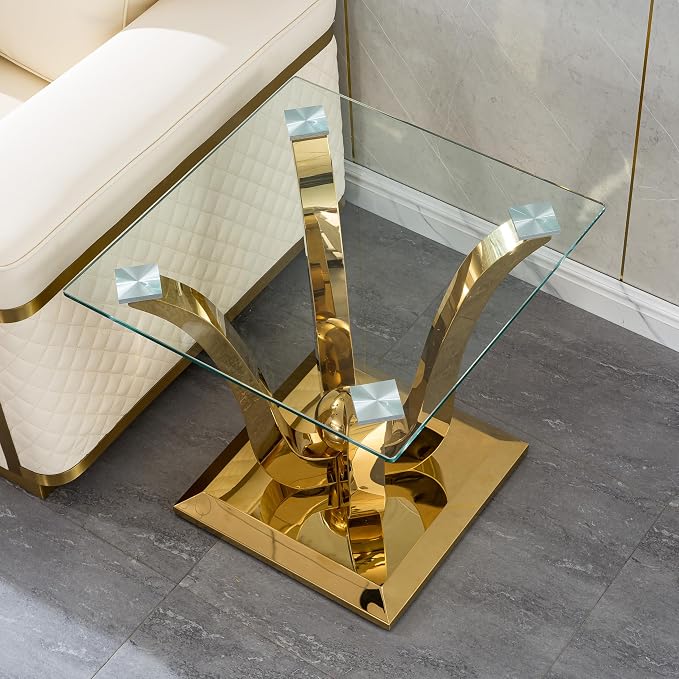 Gold End Table - Floral Shape Base