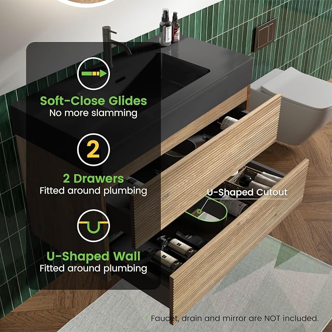 Rough Oak / Black High-rim Sink