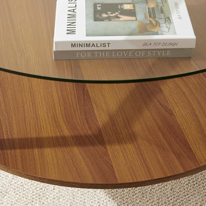 Clear Glass & Walnut Wood