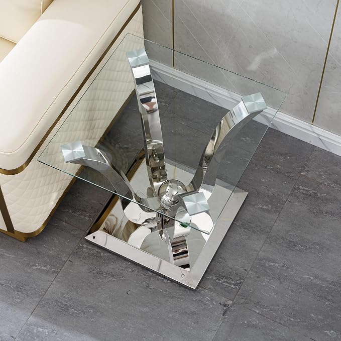 Silver End Table - Floral Shape Base