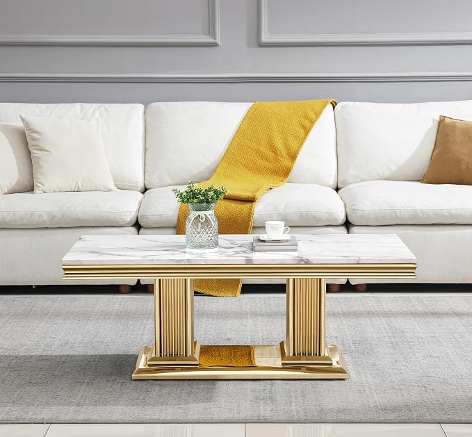 Coffee Table - White Gold Base