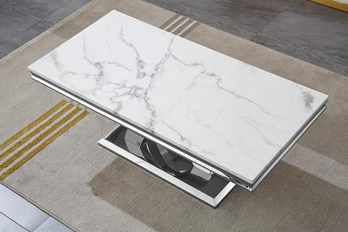 Coffee Table - White Silver Base