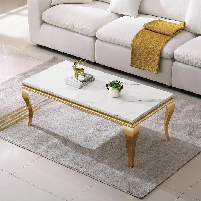 White Top & Gold Legs - Coffee Table
