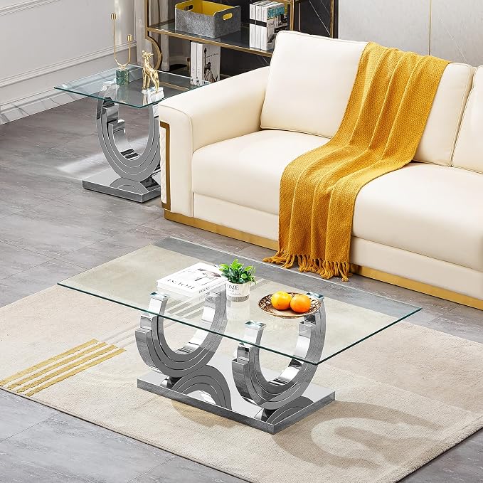 Silver - Coffee Table (Three Semi-circular Base)