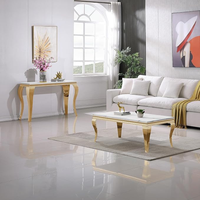 White Top & Gold Legs - Console Table