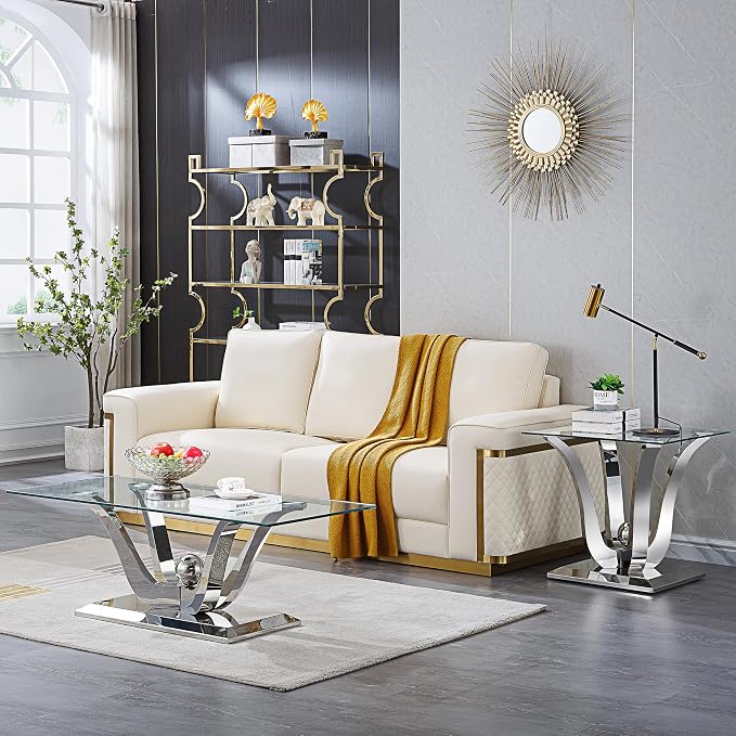 Silver End Table - Floral Shape Base