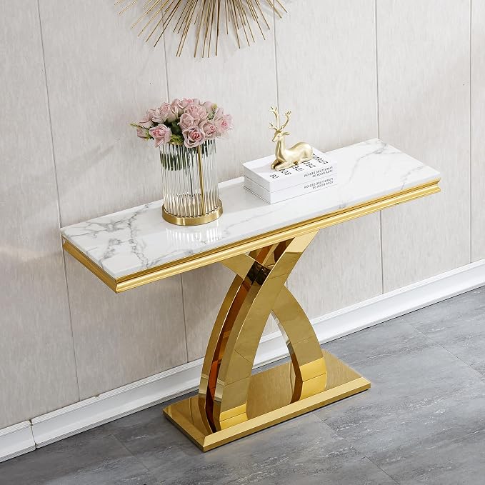 Console Table - White Gold Base