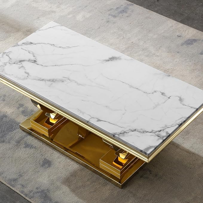 Coffee Table - White Gold Base
