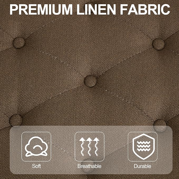 Brown-linen-tufted