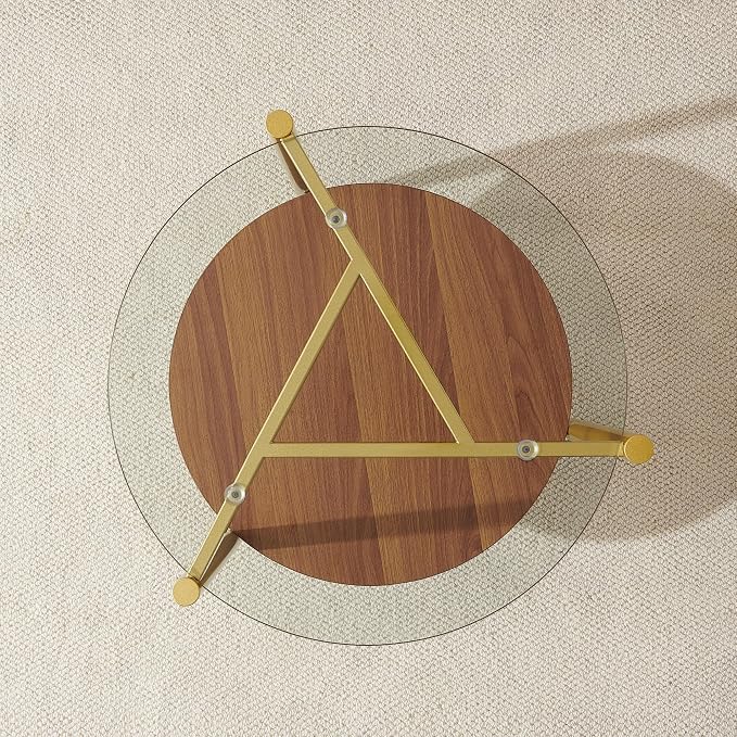 Clear Glass & Walnut Wood