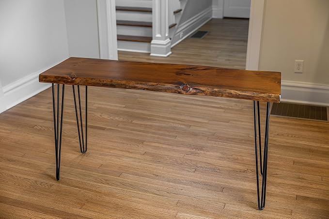 Honey Pine Finish + Black Hairpin Legs
