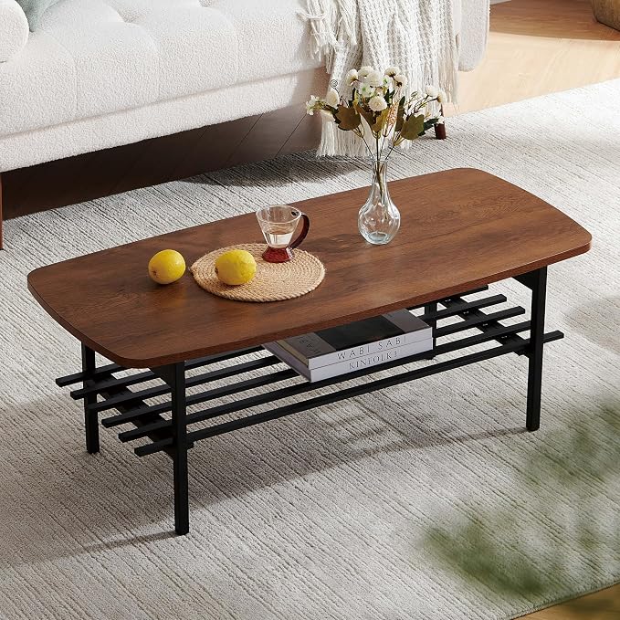 Walnut Wood & Black Metal