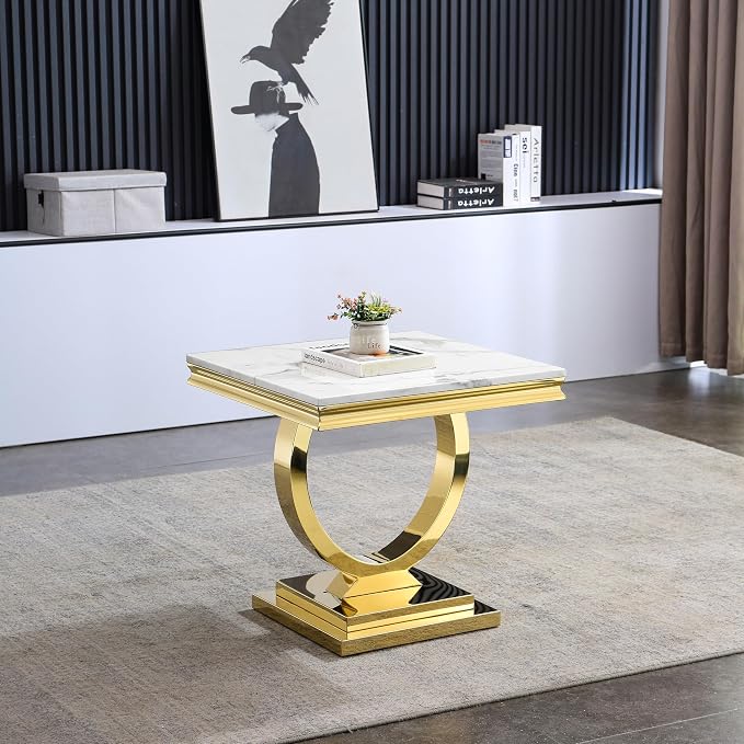 Style1:end Table-white &Gold