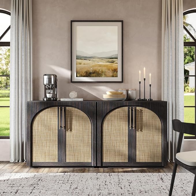 Dark Walnut-rattan Doors