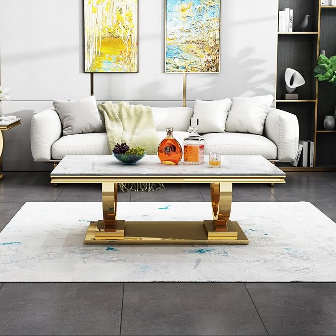 Coffee Table - White Gold Base