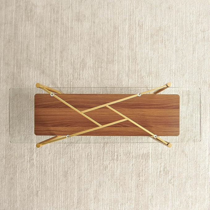 Clear Glass & Walnut Wood