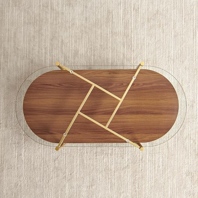 Clear Glass & Walnut Wood