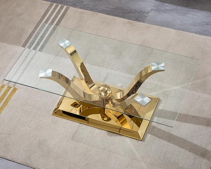 Gold Coffee Table - Floral Shape Base